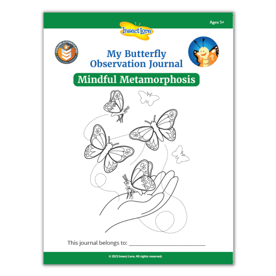 STEM Activity Journal with a drawing of a hand and four flying butterflies