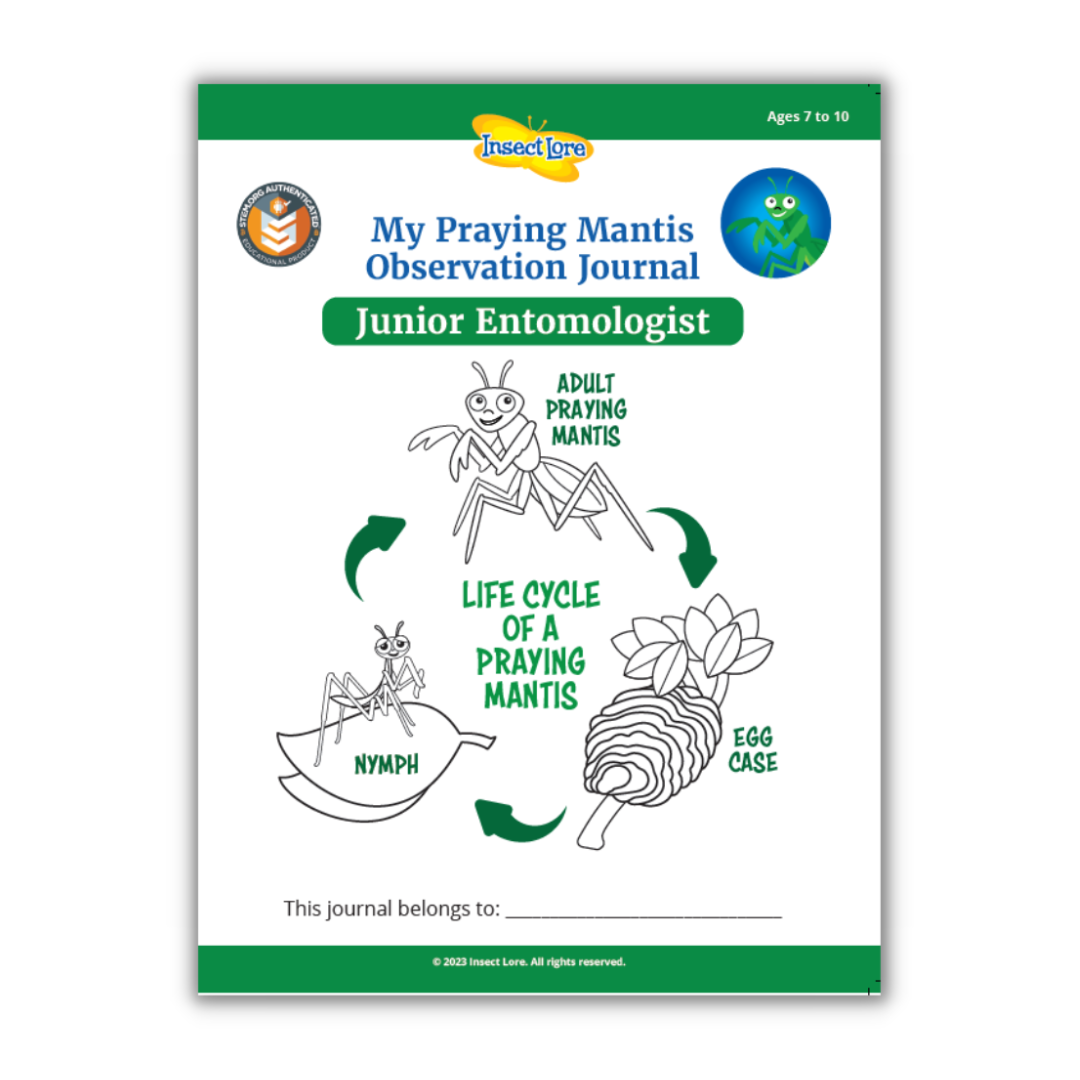STEM Activity Journal Cover showing the life cycle of a praying mantis