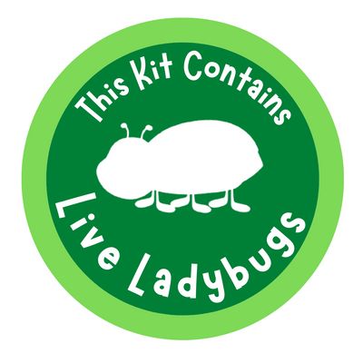 Page badge describing the kit containing live ladybugs