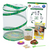 12" Butterfly Garden Habitat, Budding Entomologist STEM Journal, 5 baby caterpillars in a clear cup, brown log shaped cup lid holder, purple flower shaped butterfly feeder, two sugar packets, green water dropper