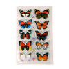 10 sparkly 3D butterfly stickers in colors of red, orange, brown and white.