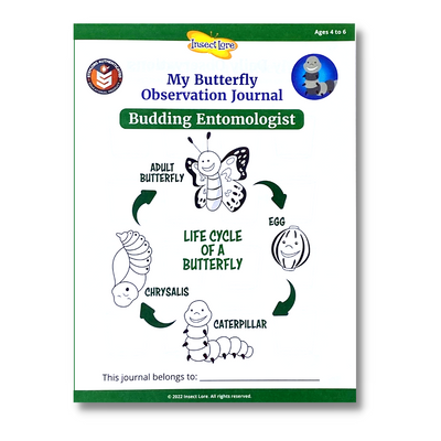 Cover of a 12 page observational journal featuring the life cycle of a butterfly
