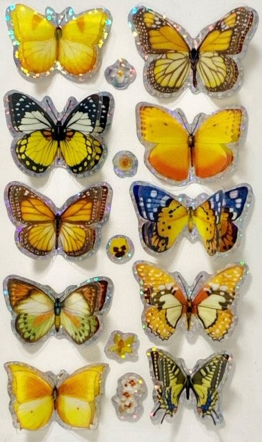 10 3D multicolored butterfly stickers